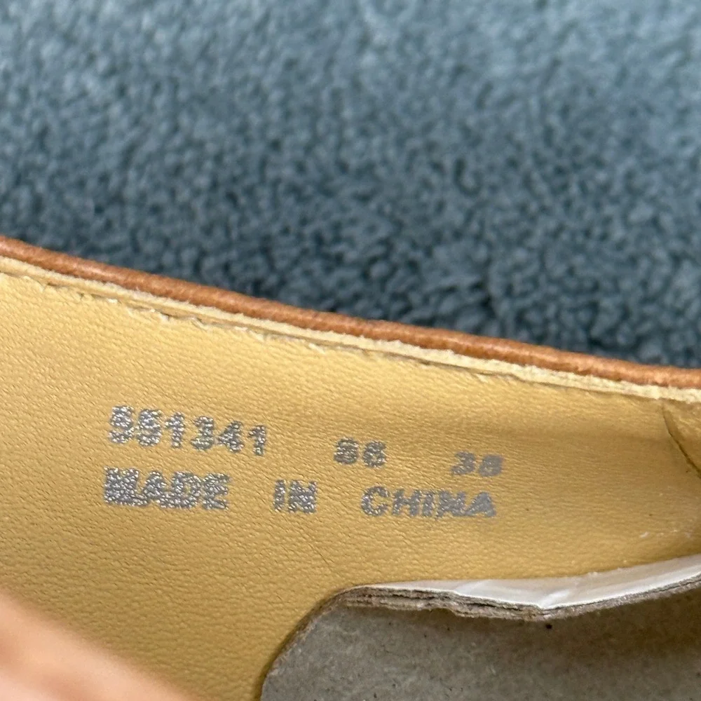 Ecco Women's Brown Leather Wedge Heel Dress Shoes‎ Rounded Button Size 38 NWOB